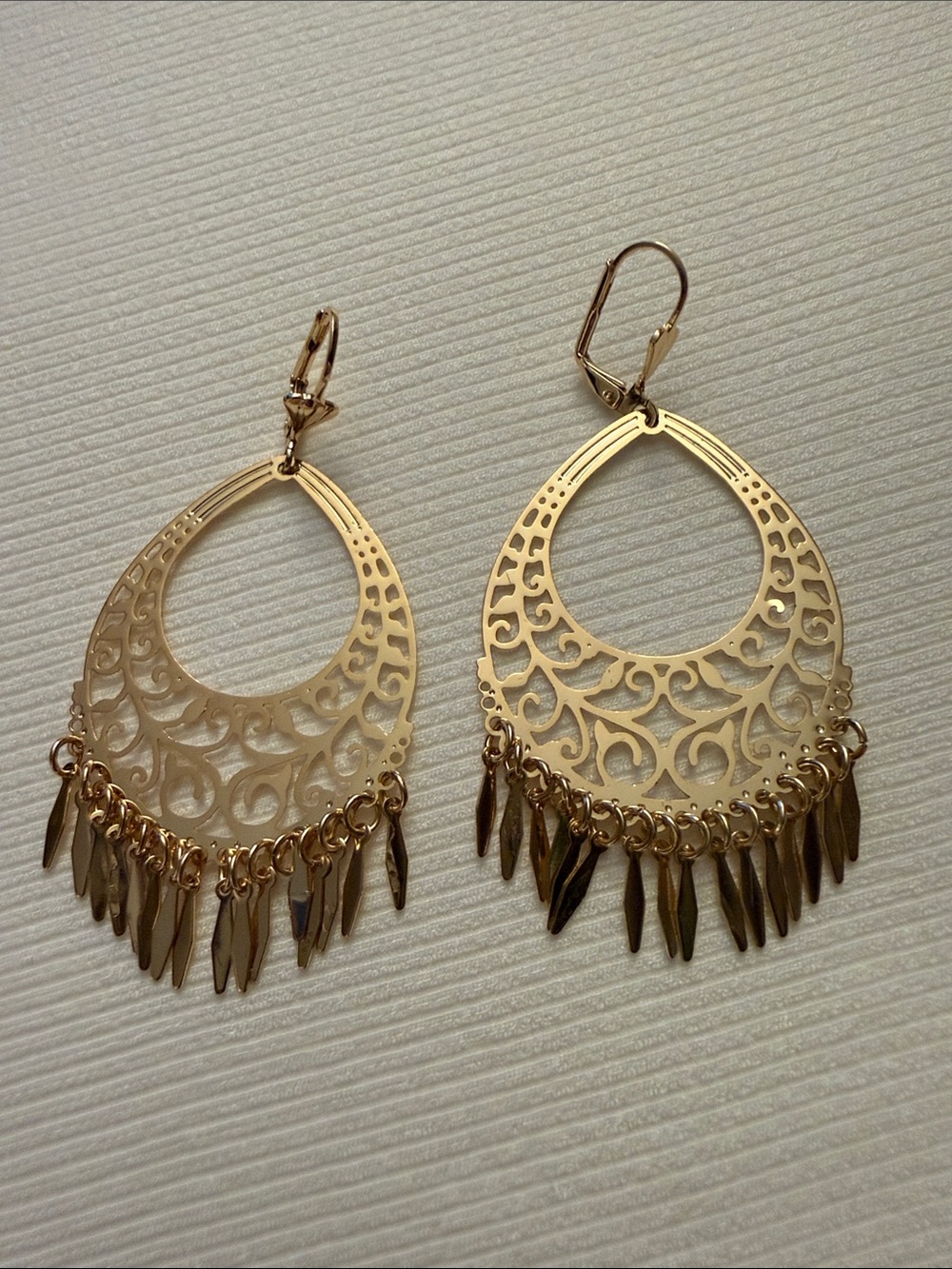 Gold Filigree Teardrop Fringe Earrings - Women Jewelry - Party Earrings